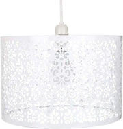 Moroccan Style Laser Cut Metal Pendant Light Shade White Circular Ceiling Lamp - Kwikley