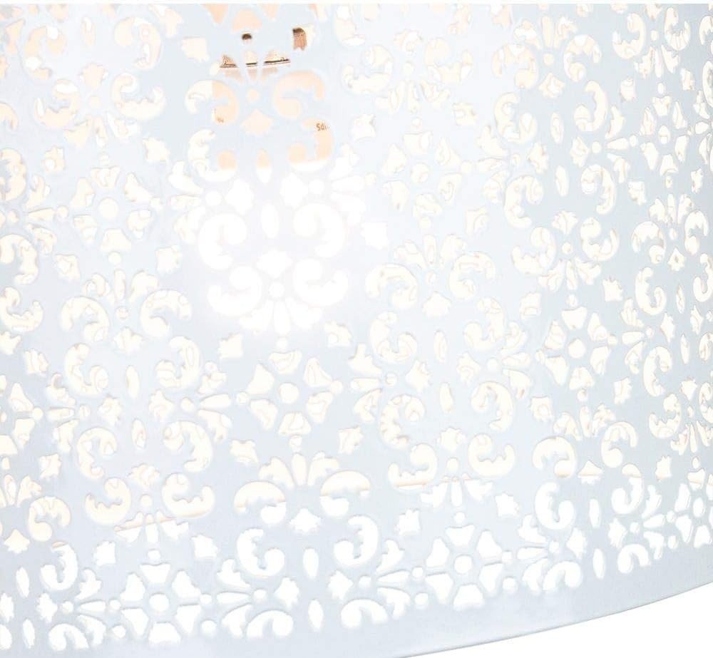 Moroccan Style Laser Cut Metal Pendant Light Shade White Circular Ceiling Lamp - Kwikley