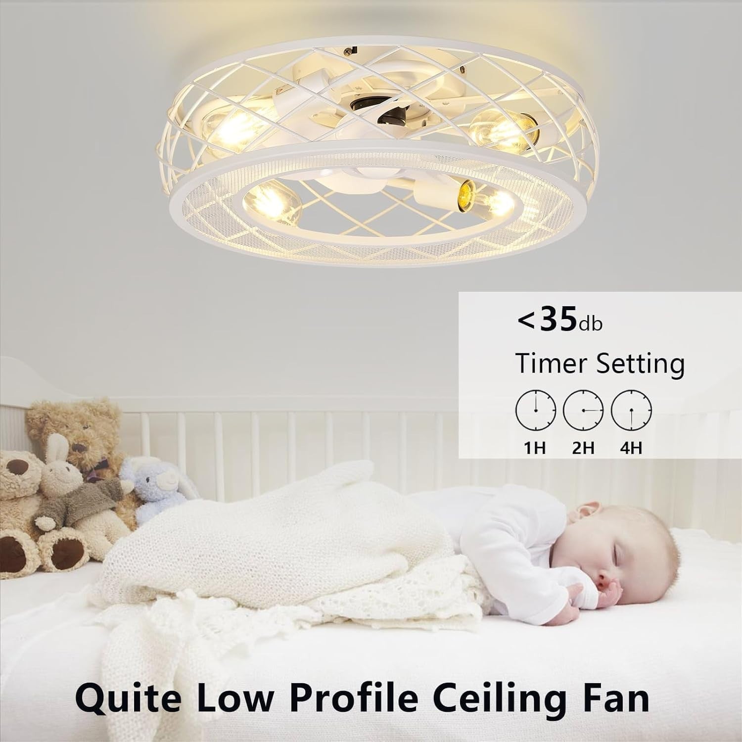 MOSSCO 50CM Caged Ceiling Fan with Lights, Remote, 6 - Speed, Reversible, Bronze - Kwikley