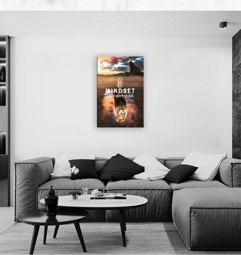 Motivational Quote Canvas Wall Art Black Gold 24x36in Framed - Kwikley