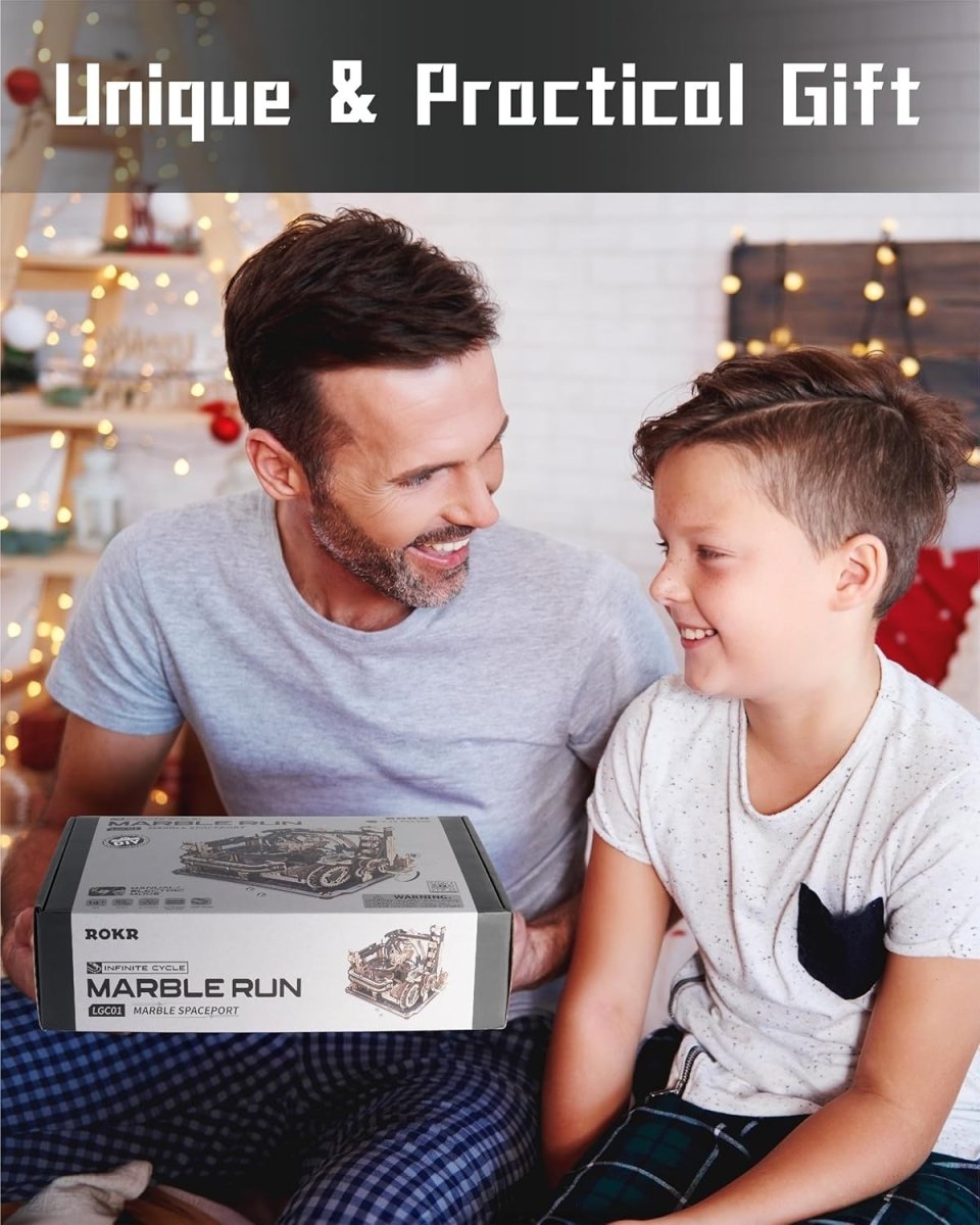 Motorized Marble Run 3D Wooden Puzzle STEM Building Kit LED Display - Kwikley