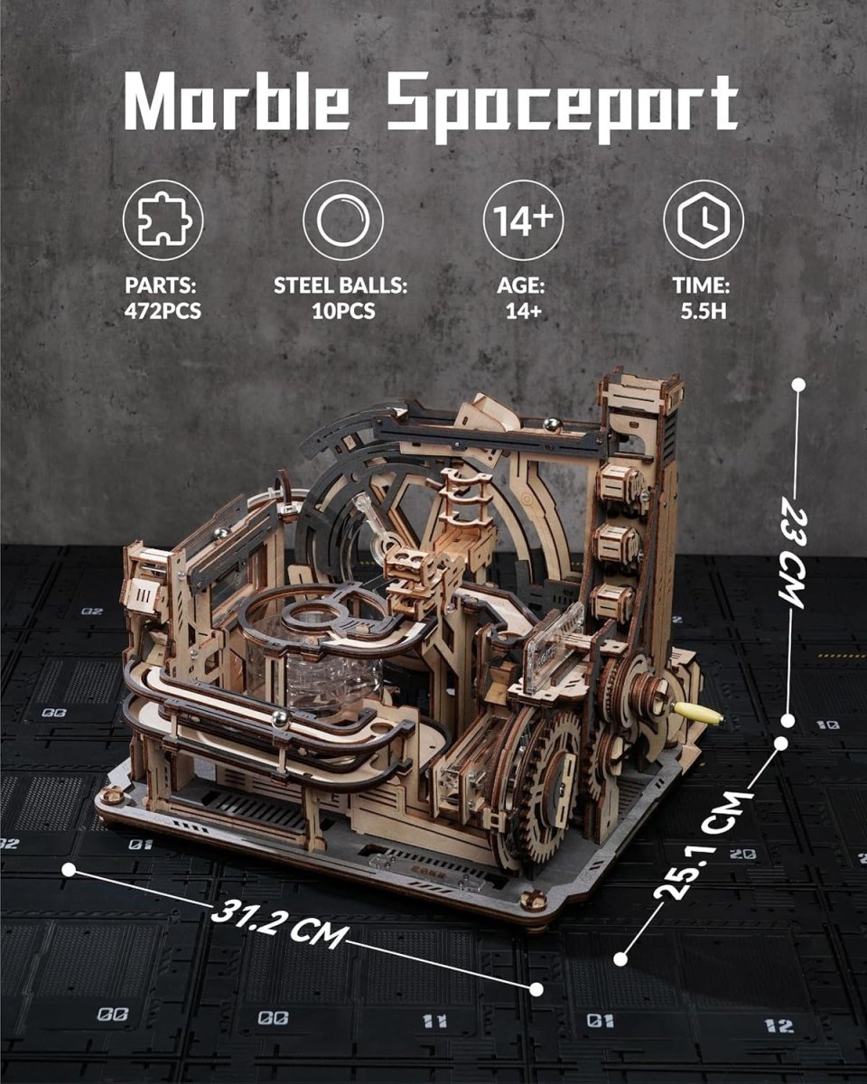 Motorized Marble Run 3D Wooden Puzzle STEM Building Kit LED Display - Kwikley