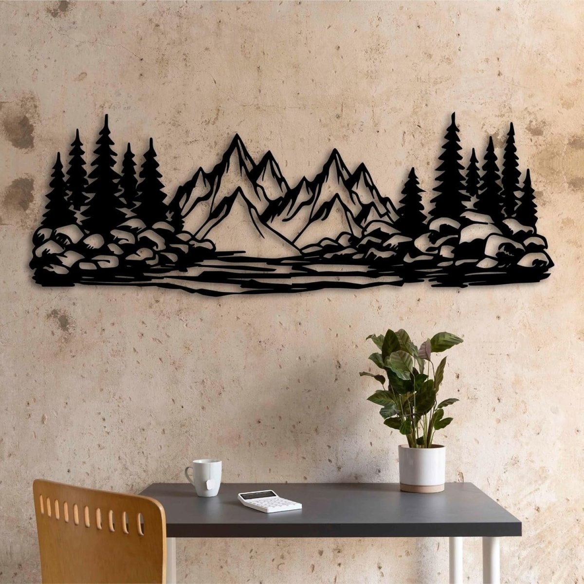 Mountain Forest Metal Wall Art Farmhouse Pine Tree Wall Decor - Kwikley