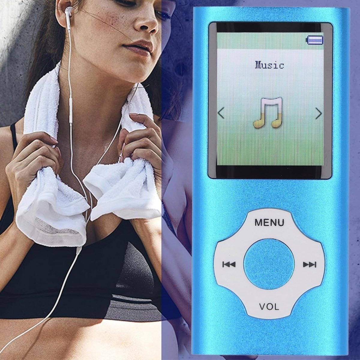 MP3 MP4 Player Bluetooth 5 1.8" LCD FM Radio 128GB Blue - Kwikley