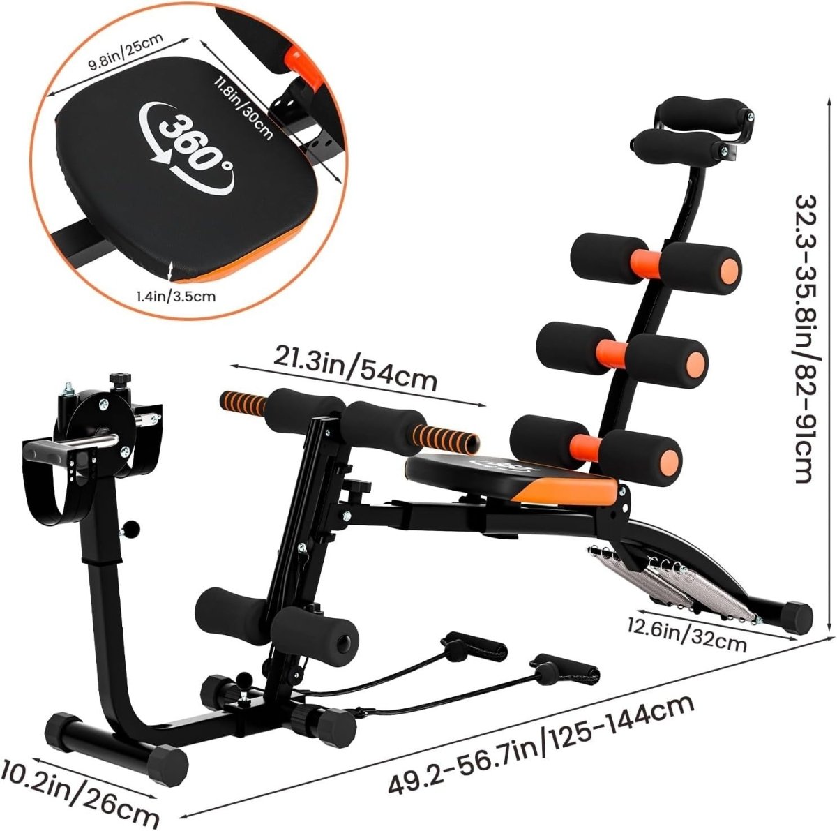 Multi - Functional Adjustable Ab Trainer Bench Full Body Home Gym Workout - Kwikley