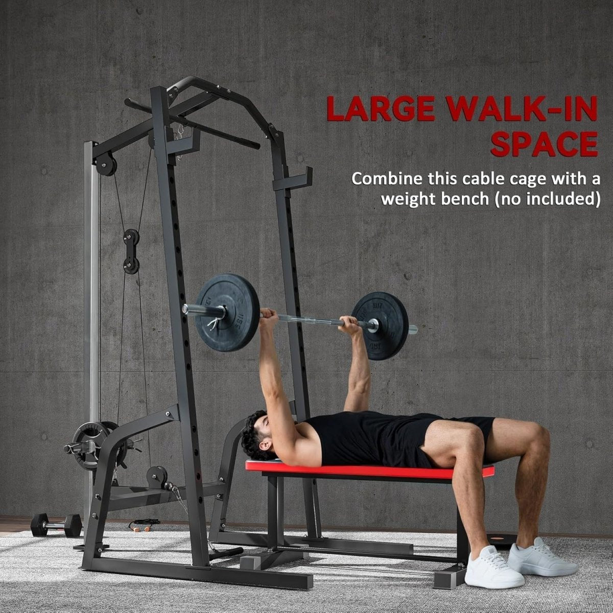 Multi-Functional Power Rack 152x152x212cm – Cable Crossover & Squat Cage - Kwikley