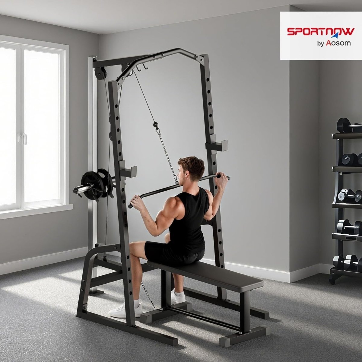 Multi-Functional Power Rack 152x152x212cm – Cable Crossover & Squat Cage - Kwikley