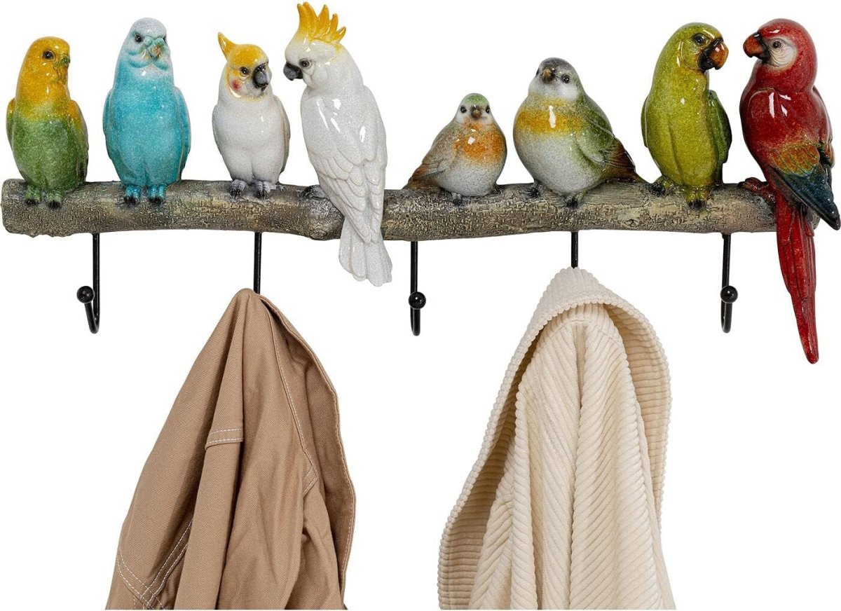 Multicolour Bird Wall Coat Rack 55cm Decorative Hook Rack - Kwikley