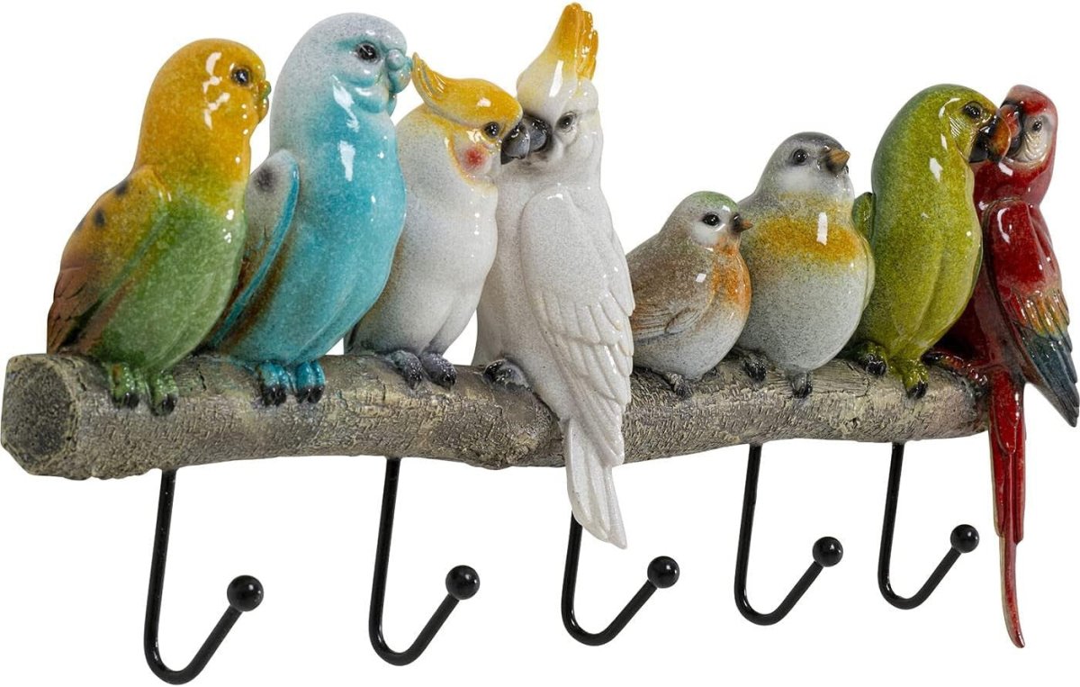 Multicolour Bird Wall Coat Rack 55cm Decorative Hook Rack - Kwikley