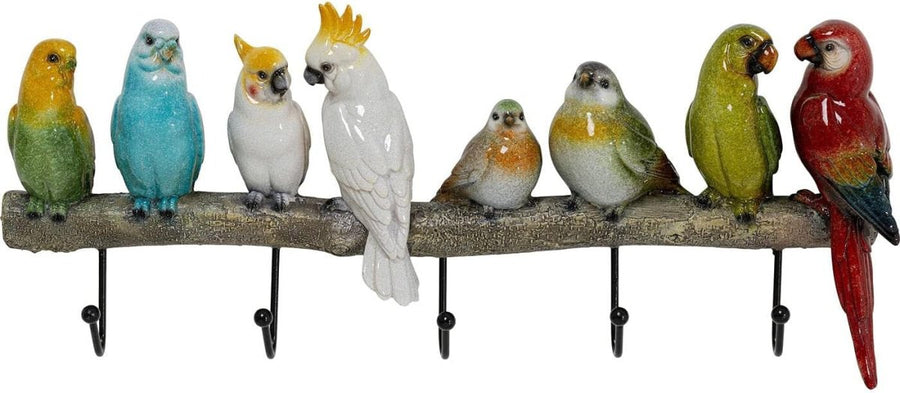 Multicolour Bird Wall Coat Rack 55cm Decorative Hook Rack - Kwikley