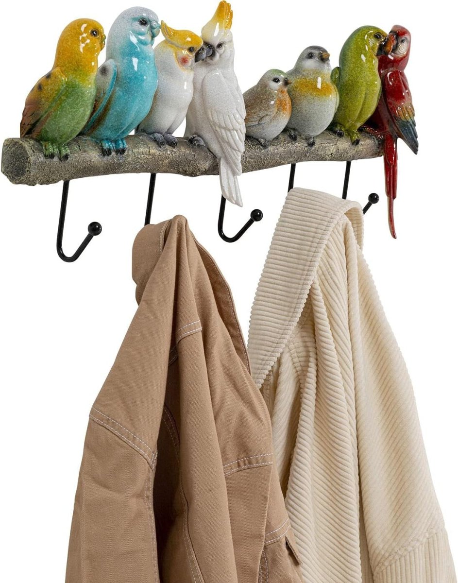 Multicolour Bird Wall Coat Rack 55cm Decorative Hook Rack - Kwikley