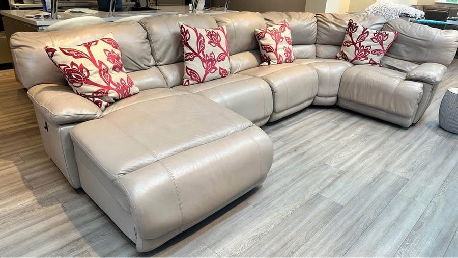 Mushroom Beige Leather Corner Sofa (PTP) - Kwikley