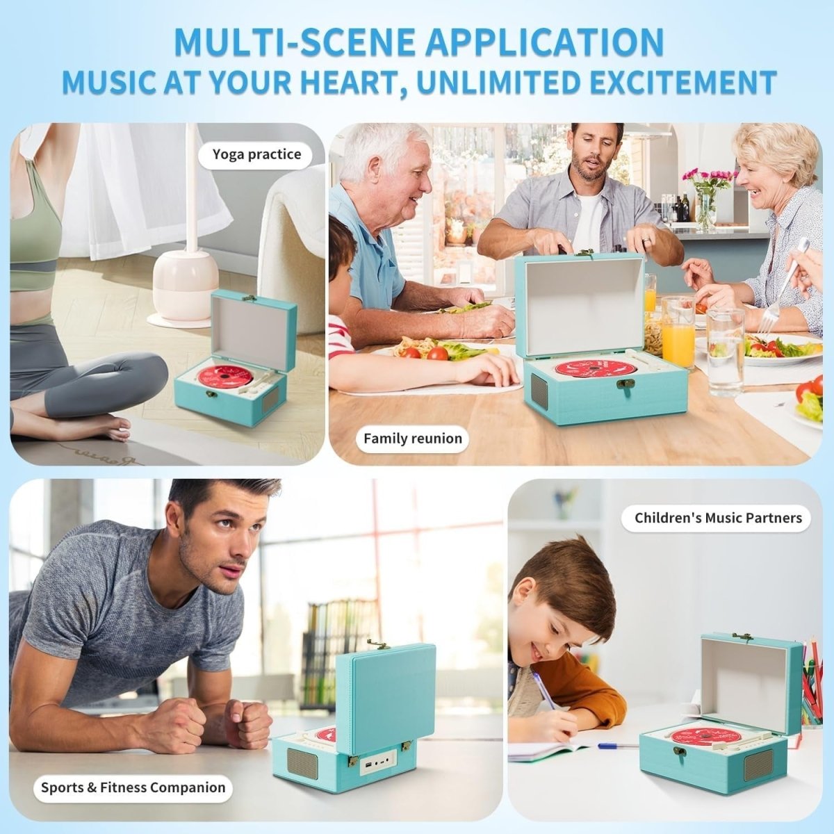 Music Box CD Player Rechargeable Speakers Bluetooth USB AUX Home Decor - Kwikley