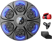 Music Boxing Machine Black Blue LED Wall Target Reaction Trainer with Gloves - Kwikley
