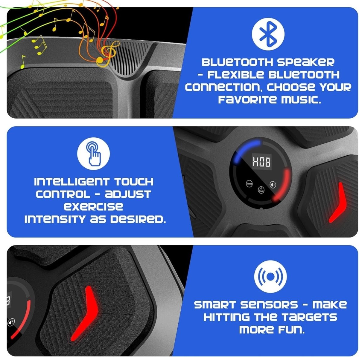 Music Boxing Machine Bluetooth LED Punch Pad Wall Mount Interactive Home Trainer - Kwikley