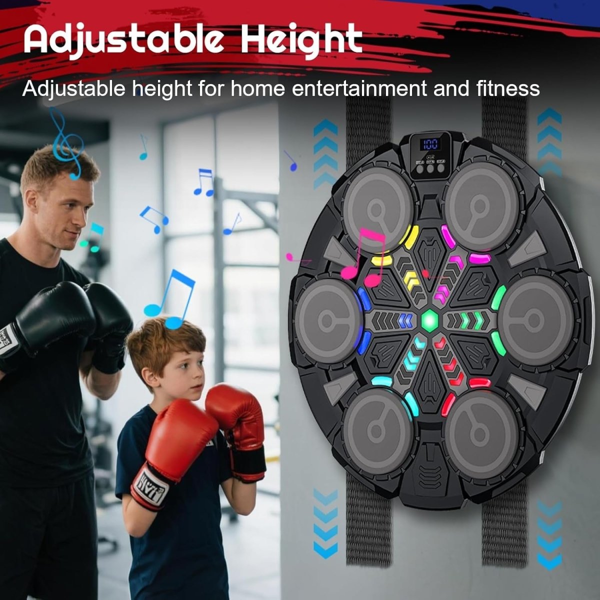 Music Boxing Machine Bluetooth LED Wall Mount Punch Trainer Workout - Kwikley
