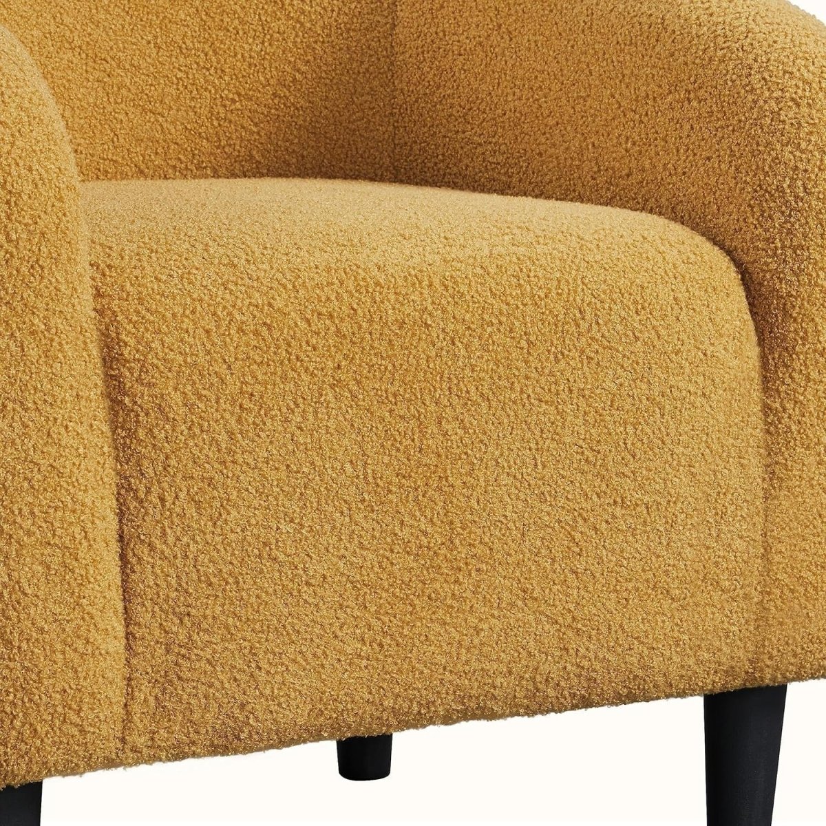 Mustard Yellow Boucle Tub Chair | Cozy Accent Chair for Living Room & Office - Kwikley