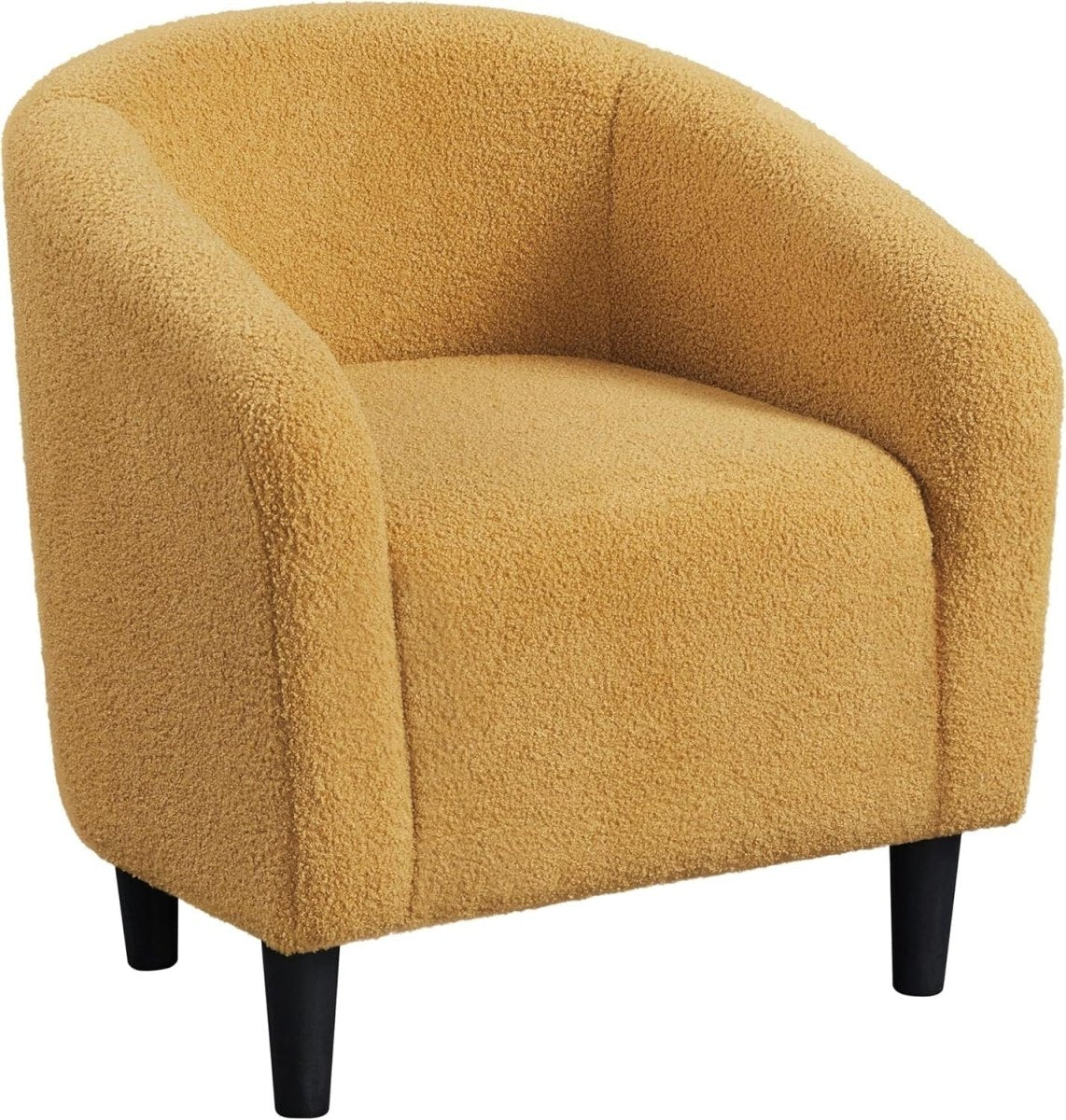 Mustard Yellow Boucle Tub Chair | Cozy Accent Chair for Living Room & Office - Kwikley