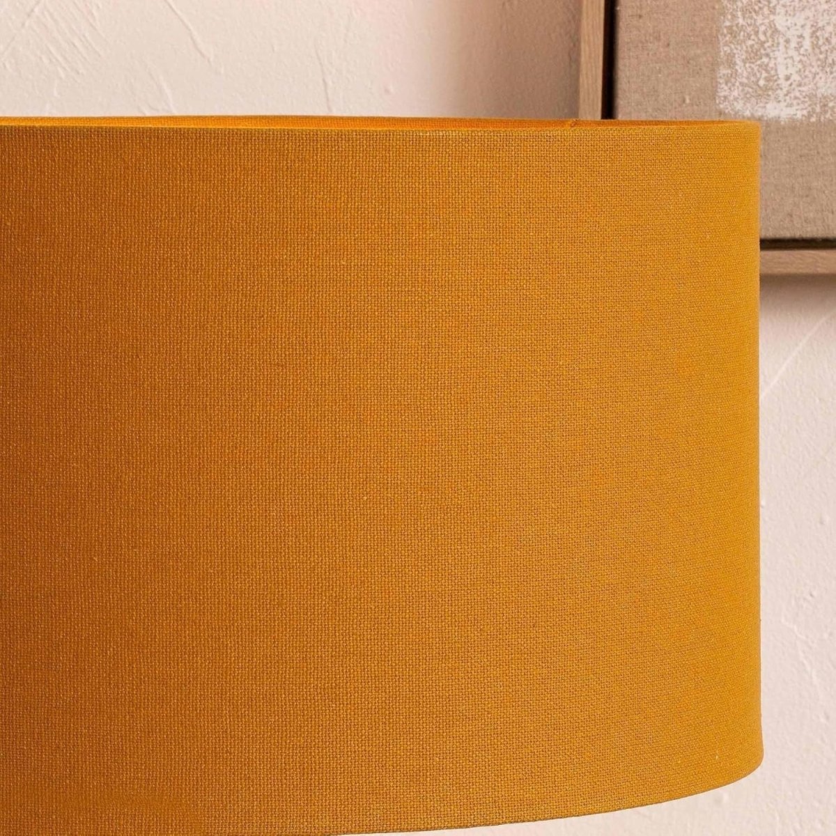 Mustard Yellow Cylinder Lampshade 35cm Drum Fabric Shade Table Floor Lamp - Kwikley