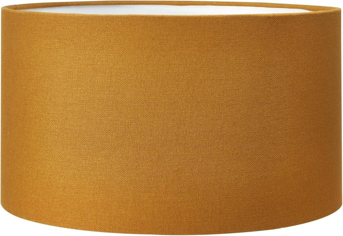Mustard Yellow Cylinder Lampshade 35cm Drum Fabric Shade Table Floor Lamp - Kwikley