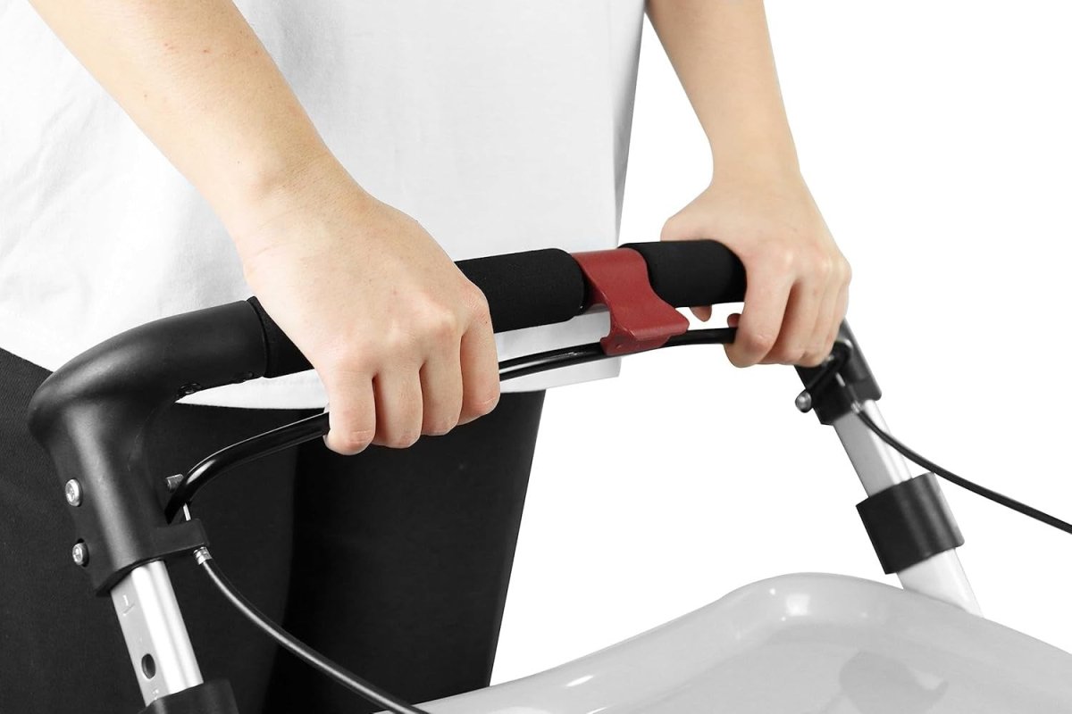 Narrow 4 Wheel Rollator Walker Tray Seat Basket Folding Indoor Mobility Aid - Kwikley