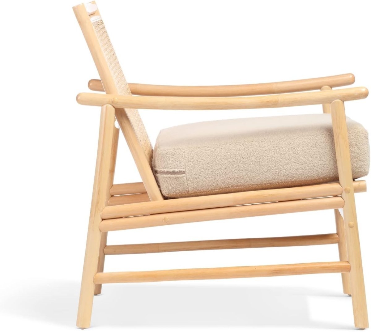 Natural Cane Accent Chair Indoor Rattan Bedroom Reading Chair with Cushion - Kwikley