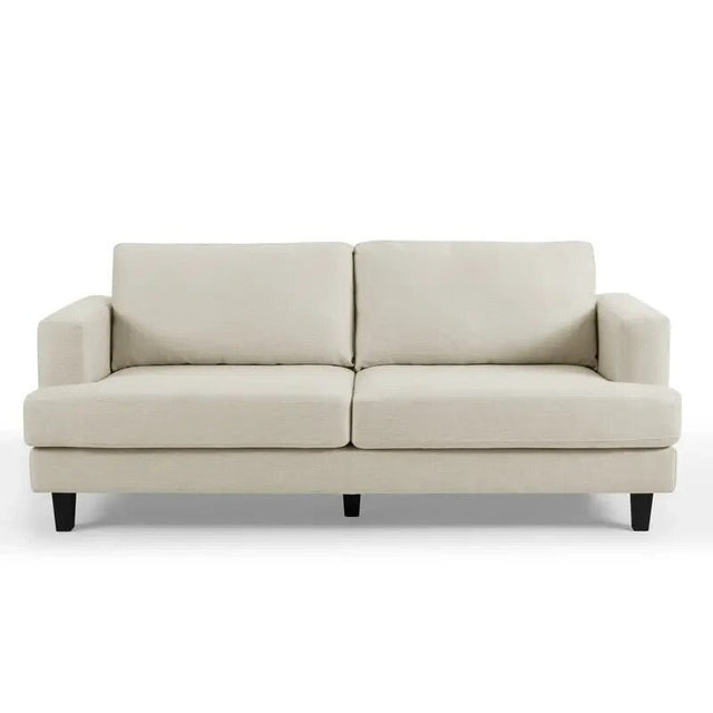 Natural Linen 3 Seater Sofa Modern Fabric Couch Cream Padded Seat Legs