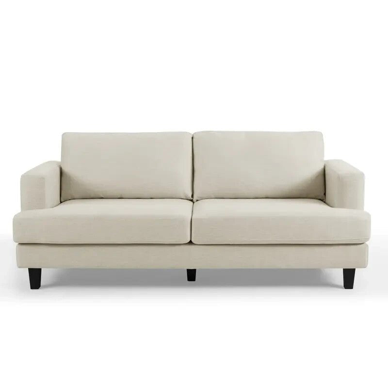 Natural Linen 3 Seater Sofa Modern Fabric Couch Cream Padded Seat Legs - Kwikley