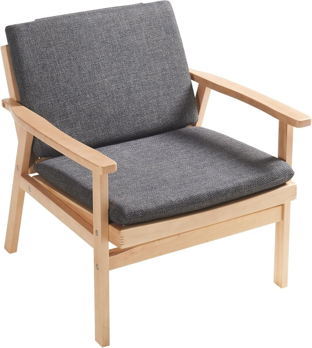 Natural Rattan Accent Armchair Wood Frame Padded Seat Grey - Kwikley