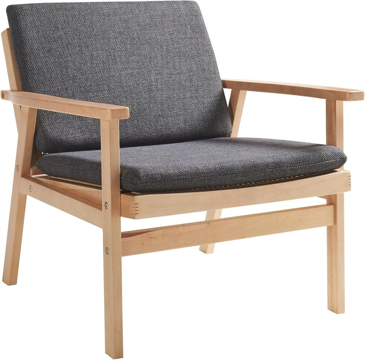 Natural Rattan Accent Armchair Wood Frame Padded Seat Grey - Kwikley