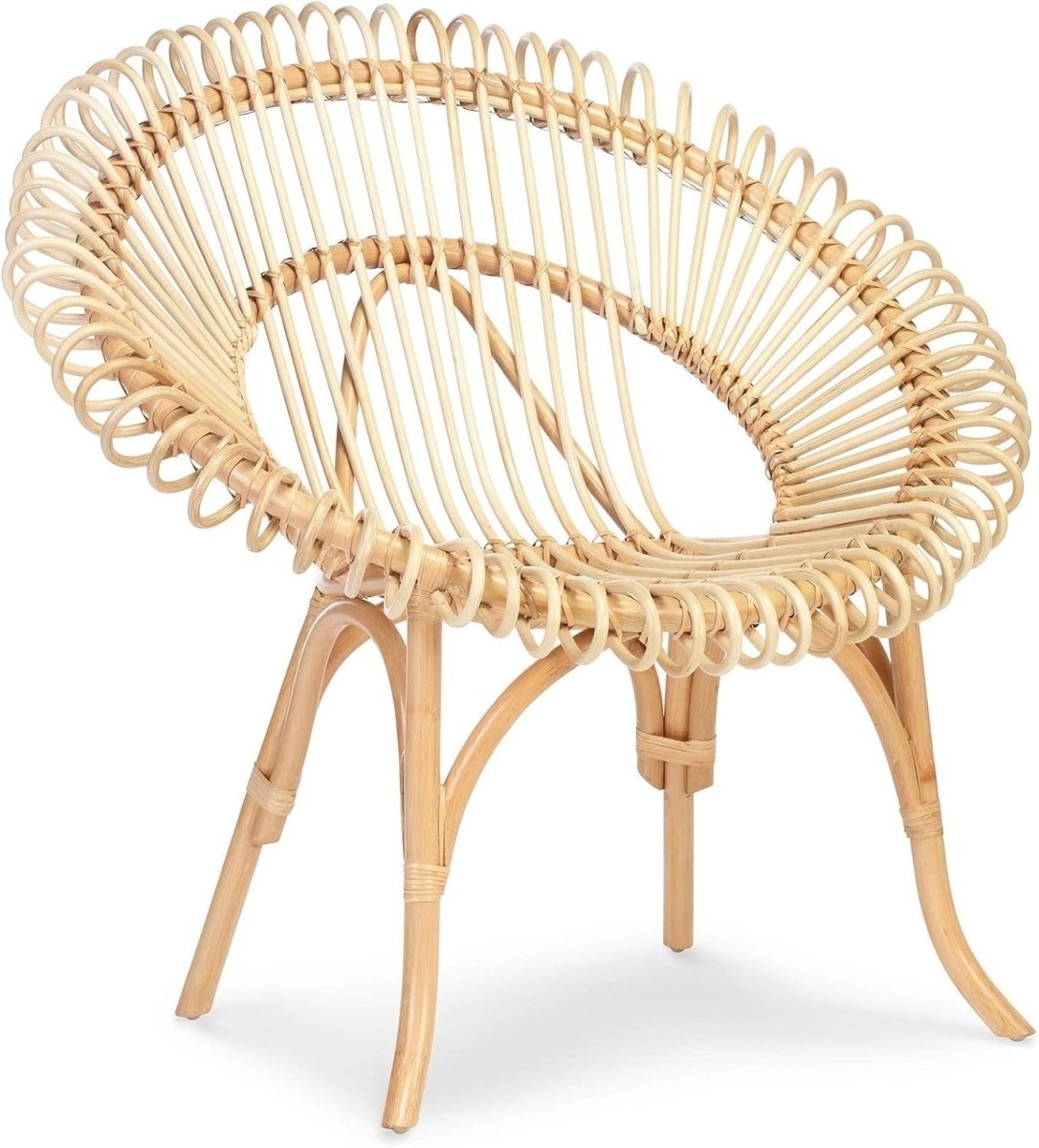 Natural Rattan Wicker Accent Chair Indoor Cane Lounge Chair for Living Rooms - Kwikley