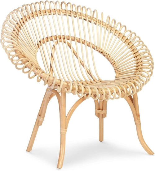 Natural Rattan Wicker Accent Chair Indoor Cane Lounge Chair for Living Rooms - Kwikley