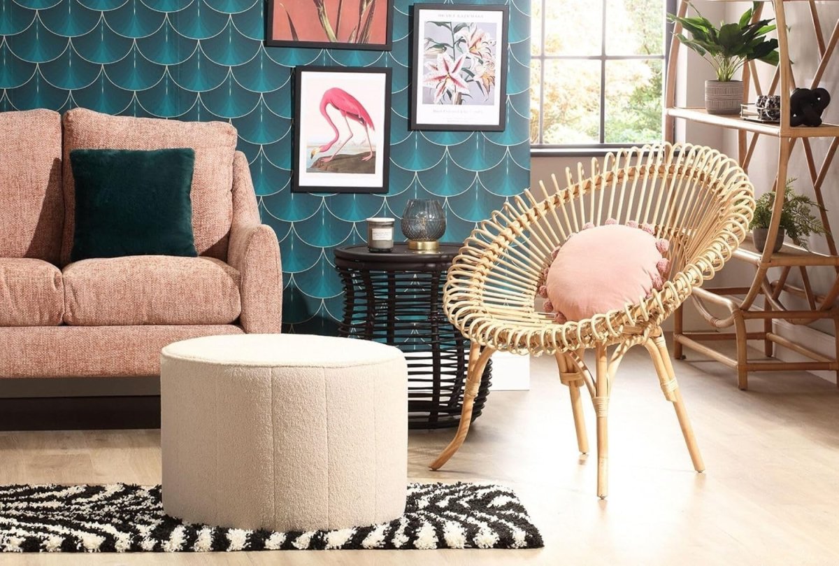 Natural Rattan Wicker Accent Chair Indoor Cane Lounge Chair for Living Rooms - Kwikley