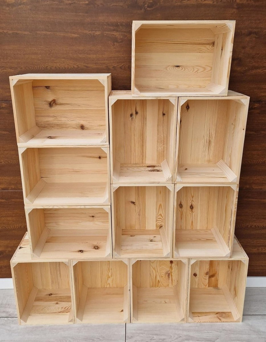 Natural Wood Crate 29x24x39cm Rustic Handcrafted Storage Box Decor - Kwikley