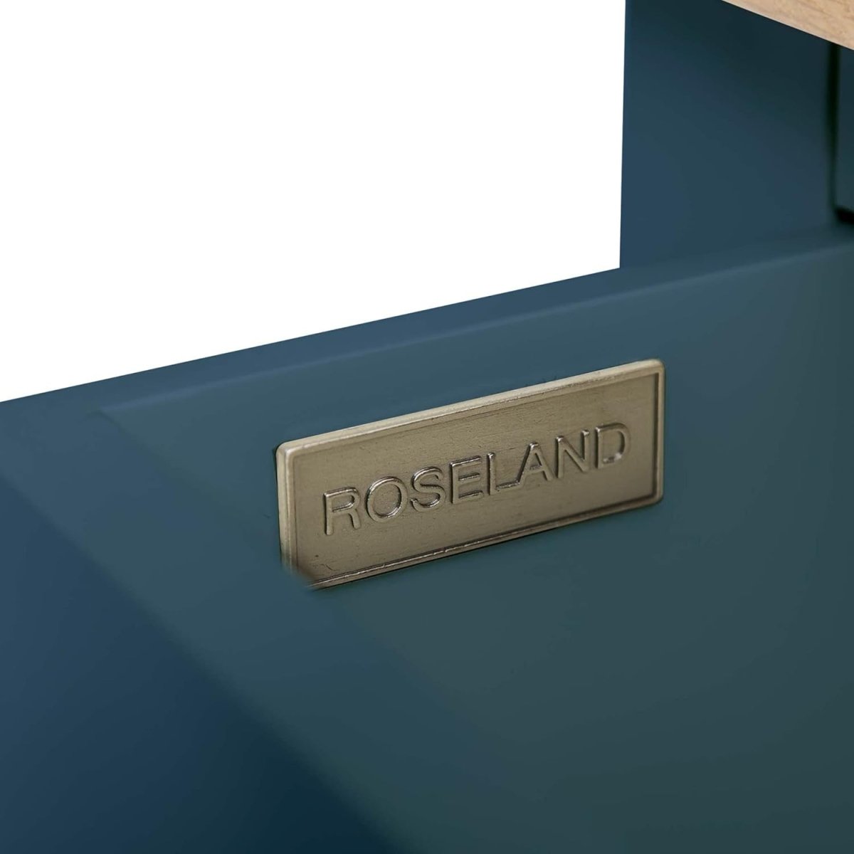 Navy Blue 3 Drawer Bedside Table with Solid Oak Top Fully Assembled 42x32x56cm - Kwikley