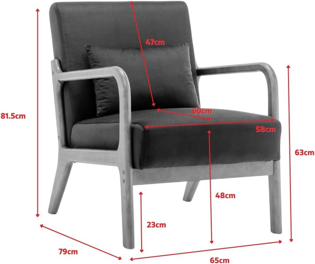 Navy Blue Velvet Accent Chair w/ Lumbar Cushion – Small Armchair - Kwikley