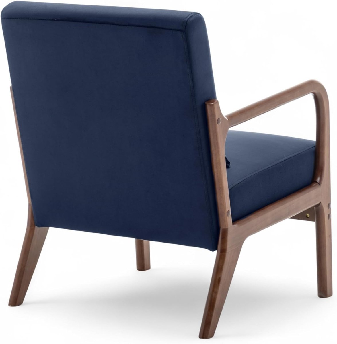 Navy Blue Velvet Accent Chair w/ Lumbar Cushion – Small Armchair - Kwikley