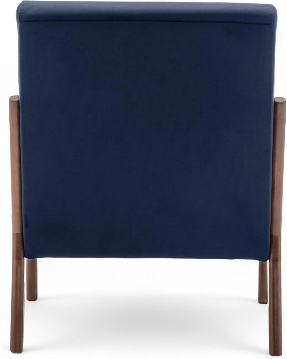 Navy Blue Velvet Accent Chair w/ Lumbar Cushion – Small Armchair - Kwikley