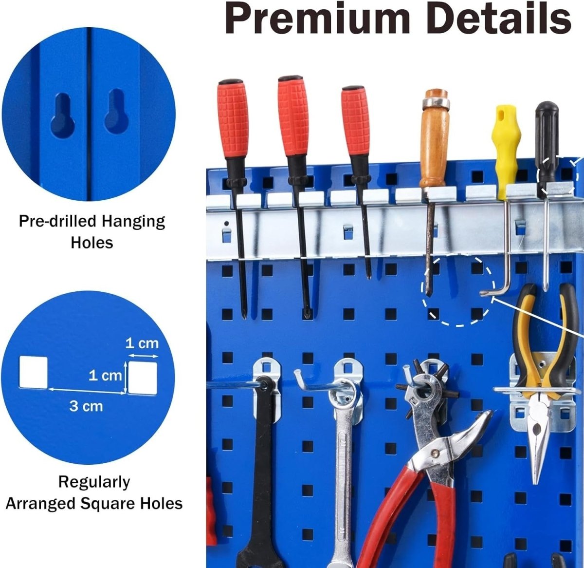 Navy Wall - Mount Pegboard Kit 3 Boards with 28 Tool Accessories - Kwikley