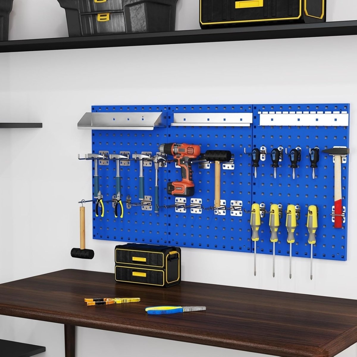 Navy Wall - Mount Pegboard Kit 3 Boards with 28 Tool Accessories - Kwikley