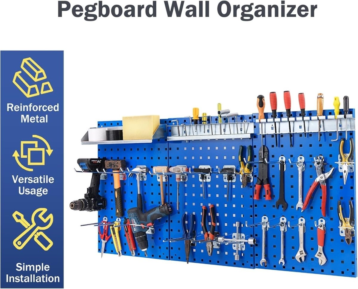 Navy Wall - Mount Pegboard Kit 3 Boards with 28 Tool Accessories - Kwikley
