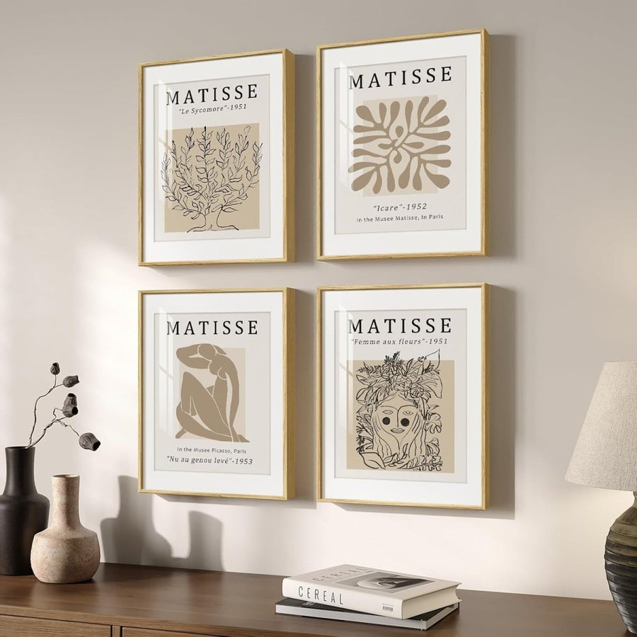 Neutral Abstract Botanical Wall Art Set of 4 12x16in - Kwikley
