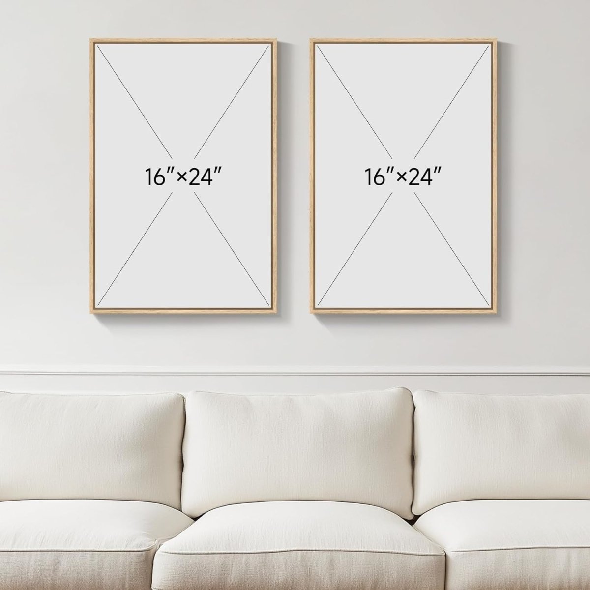 Neutral Abstract Wall Art Set of 2 Framed 16x24in - Kwikley