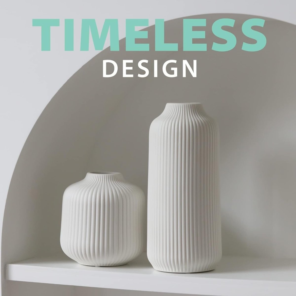Nordic Ceramic Vase Set White Modern Pampas Flower Vases Home Decor 2pc - Kwikley