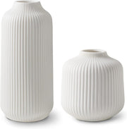 Nordic Ceramic Vase Set White Modern Pampas Flower Vases Home Decor 2pc - Kwikley