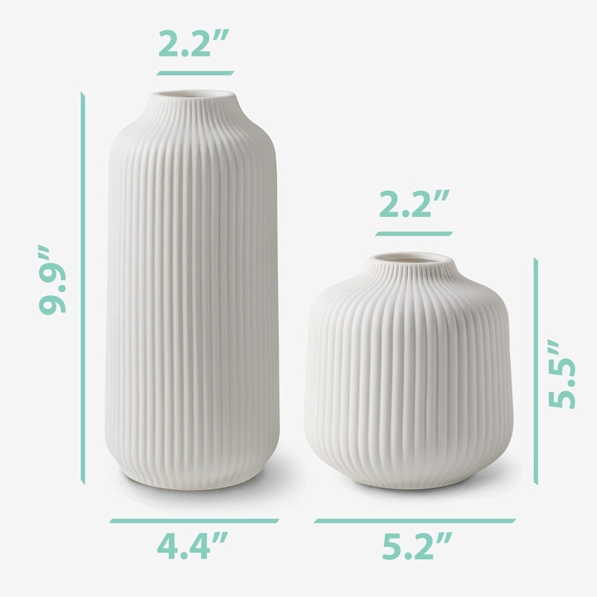 Nordic Ceramic Vase Set White Modern Pampas Flower Vases Home Decor 2pc - Kwikley