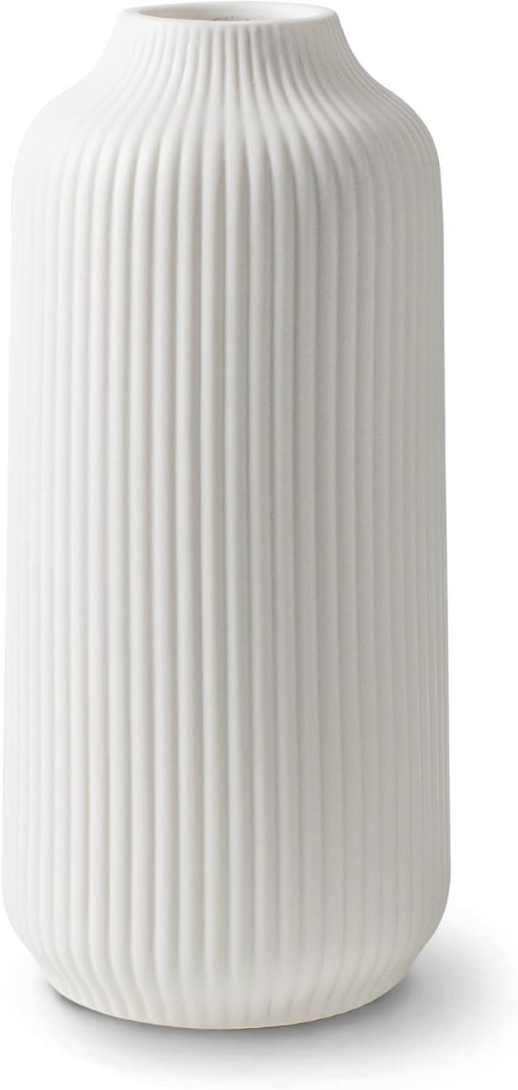 Nordic Ceramic Vase Set White Modern Pampas Flower Vases Home Decor 2pc - Kwikley
