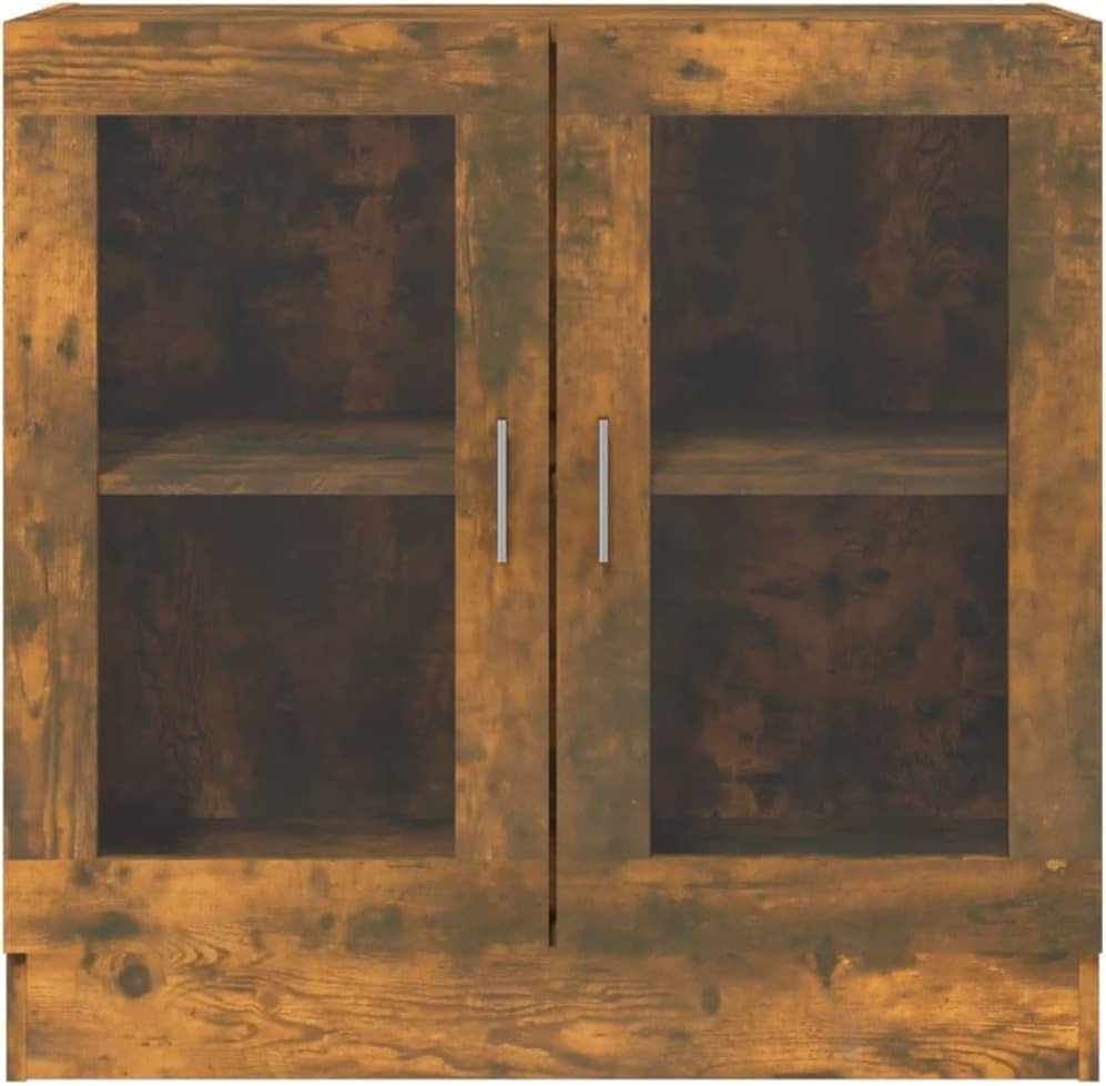 Oak Bookcase Cabinet with Glass Doors Storage Shelf DVD CD Organizer - Kwikley