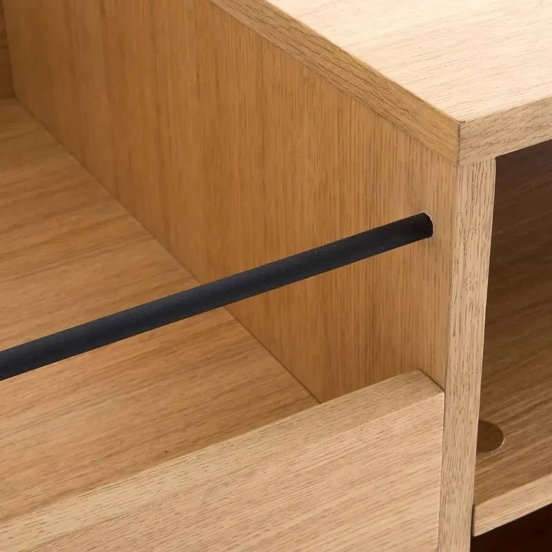 Oak Vinyl Record Storage Unit with Steel Legs – Modern Media Console - Kwikley