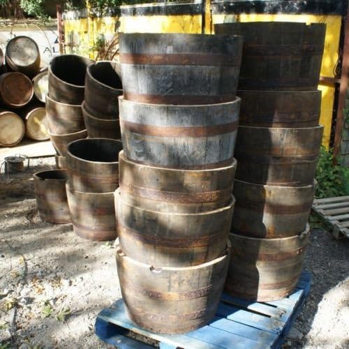 Oak Whisky Barrel Planter Half Wooden Garden Pot Rustic Tub - Kwikley